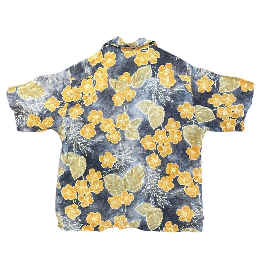 Tommy Bahama Yellow and Gray Floral Shirt - Picture 2 of 4